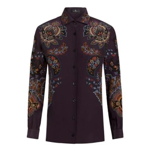 Etro Blommig Paisley Print Sidenskjorta Multicolor, Dam