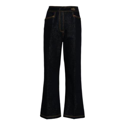 Etro Blå Cropped Pegaso Jeans Blue, Dam