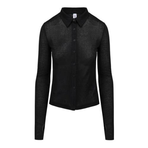 BomBoogie Slim Fit Tencel Jersey Skjorta Black, Dam