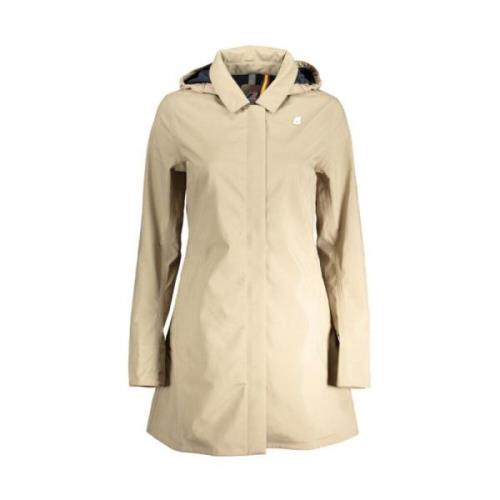 K-Way Beige Trenchcoat med Avtagbar Huva Beige, Dam