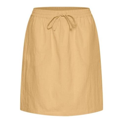 Saint Tropez Elastisk Midja Kjol Croissant Beige, Dam