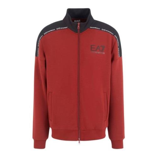 Emporio Armani EA7 Bordeaux Sweater Zip Logo Collection Red, Herr