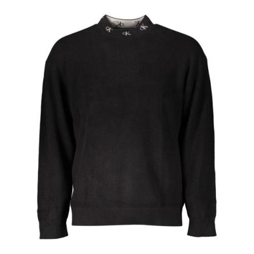 Calvin Klein Svart Bomullströja med Broderi Black, Herr