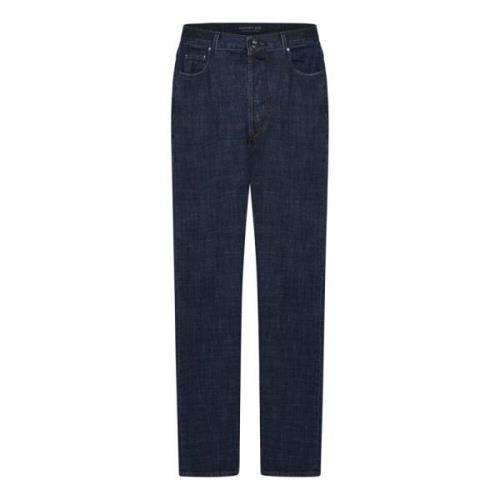 Hand Picked Mörkblå Stretch Bomull Denim Jeans Blue, Herr