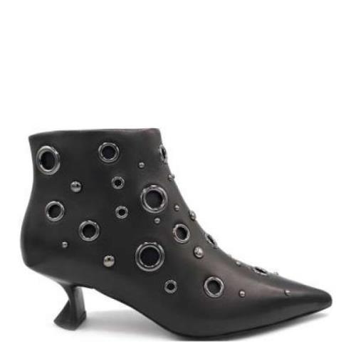 Jeannot Studded Läder Ankelstövlar Black, Dam