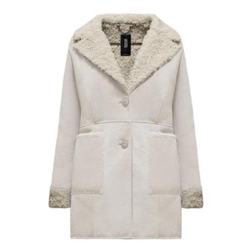 BomBoogie Suede Eco-Fur Coat Gray, Dam