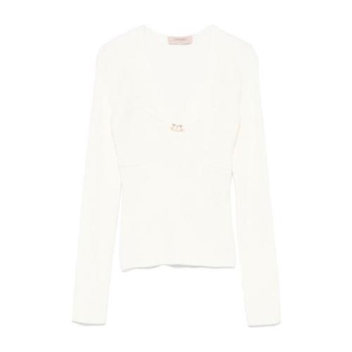 Twinset Vit Sweatshirt Aw24 White, Dam