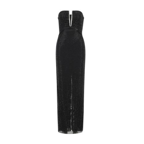 Self Portrait Elegant Rhinestone Maxi Klänning Black, Dam