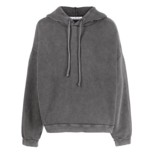 Acne Studios Grå Logo Patch Bomull Hoodie Gray, Herr