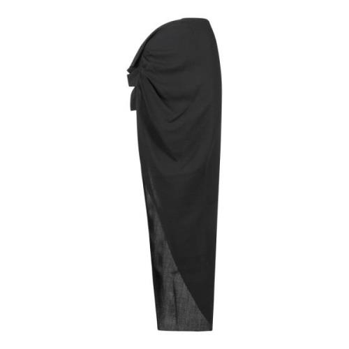 Rick Owens Svart Asymmetrisk Draperad Kjol Black, Dam