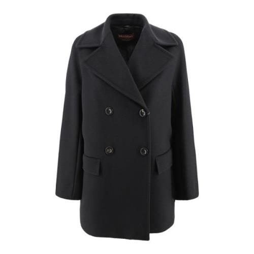 Max Mara Studio Svart Ull Caban Jacka Black, Dam