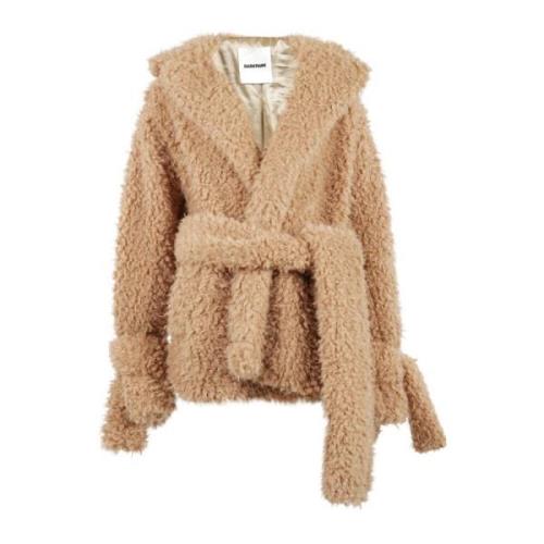 Darkpark Faux Fur Midi Coat Beige, Dam