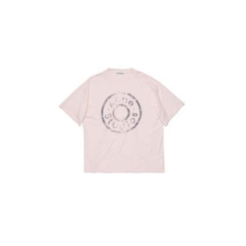 Acne Studios Logo T-shirt - Avslappnad passform Pink, Herr