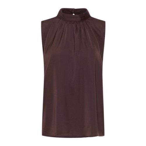 Saint Tropez Elegant Draperad Topp Mörk Ek Brown, Dam