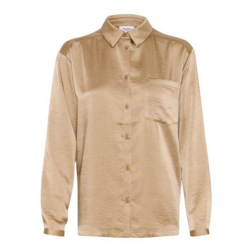 Saint Tropez Oversize Skjorta Bluser Dune Beige, Dam