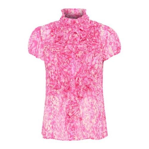 Saint Tropez Rynkad Ss Skjorta Bluser Rosa Pink, Dam