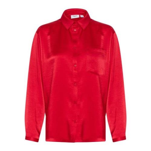 Saint Tropez Oversize Skjortblus Crimson Red, Dam