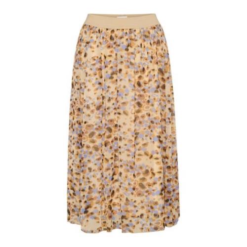 Saint Tropez Leopardmönstrad Kjol Birch Dot Beige, Dam