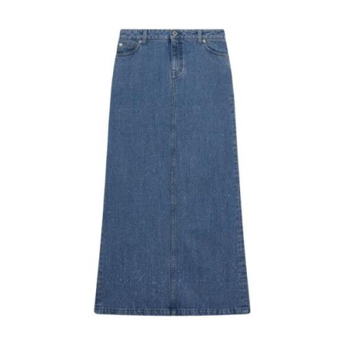 Halfboy Denim Maxi Kjol med Laserbehandling Blue, Dam