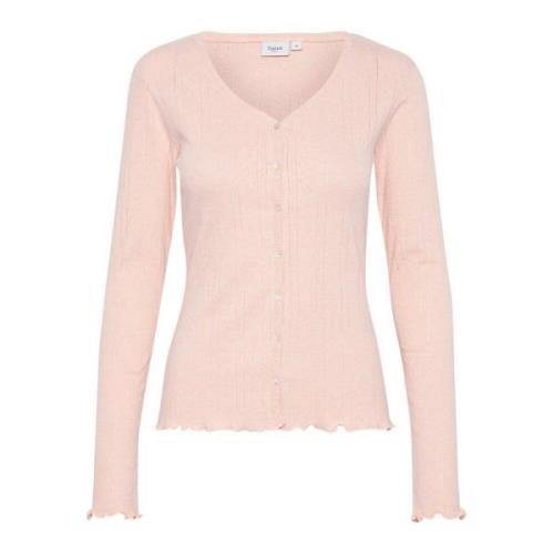 Saint Tropez Långärmad Cardigan Top & T-Shirt Sepia Rose Melange Pink,...