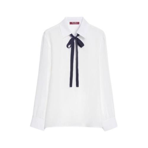 Max Mara Studio Sidenskjorta med rosett White, Dam