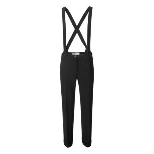 Alberto Biani Straight Leg Trousers with Suspender Detail Black, Dam