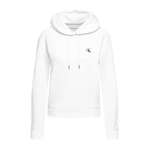 Calvin Klein Kort Fleecefodrad Sweatshirt White, Dam