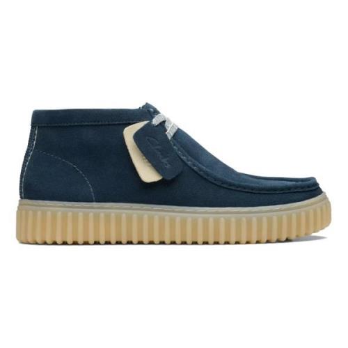 Clarks Blå Mocka Hög Topp Sneakers Blue, Herr