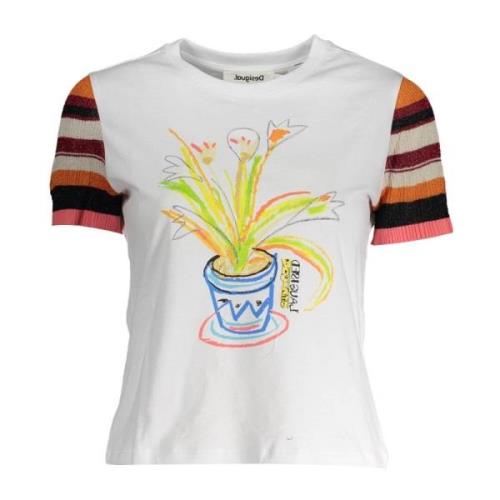 Desigual Kortärmad Rund Hals T-shirt Vit White, Dam