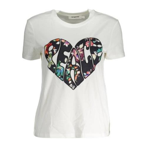 Desigual Kortärmad Rund Hals T-shirt Vit White, Dam