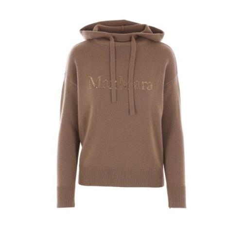 Max Mara Brun huvtröja med strasslogo Brown, Dam