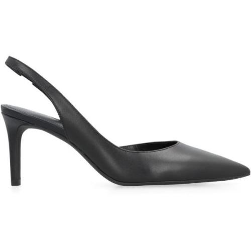 Michael Kors Spetsig Tå Läder Slingback Stiletto Pumps Black, Dam