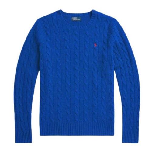 Ralph Lauren Kabelstickad Ull-Kashmir Tröja Blue, Dam