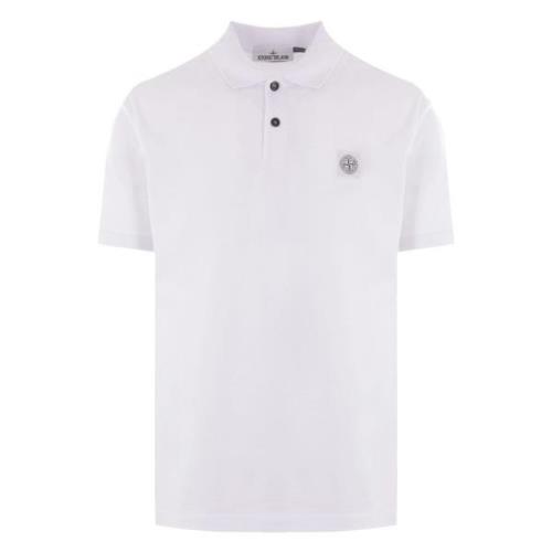 Stone Island Vit Logo Polo T-shirt White, Herr