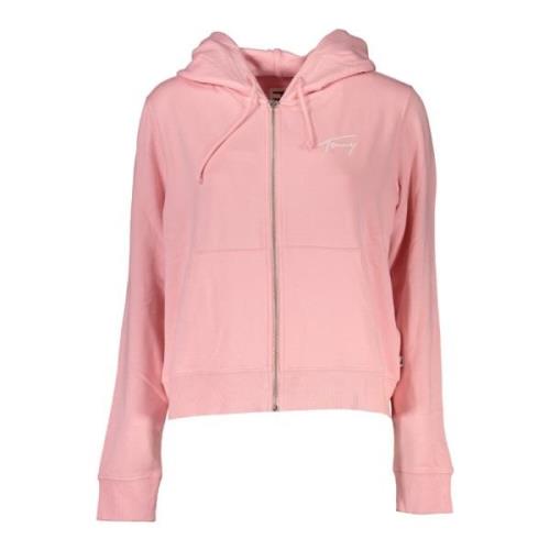 Tommy Hilfiger Rosa Hoodie med Dragkedja och Brodyr Pink, Dam