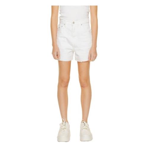 Tommy Hilfiger Vita Bomulls Damshorts Dragkedja Knapp White, Dam