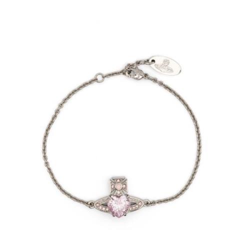 Vivienne Westwood Kristallkedjearmband med Orb Charm Gray, Unisex