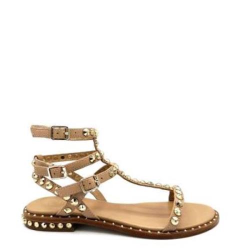 ASH Studded Leather Sandal Beige, Dam