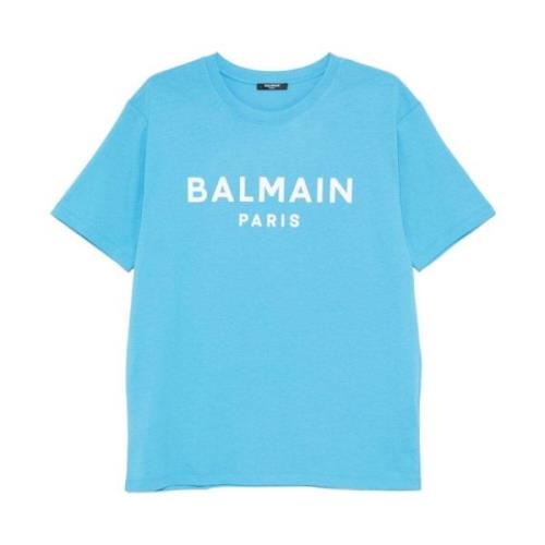 Balmain Logo Print Jersey T-shirts och Polos Blue, Herr