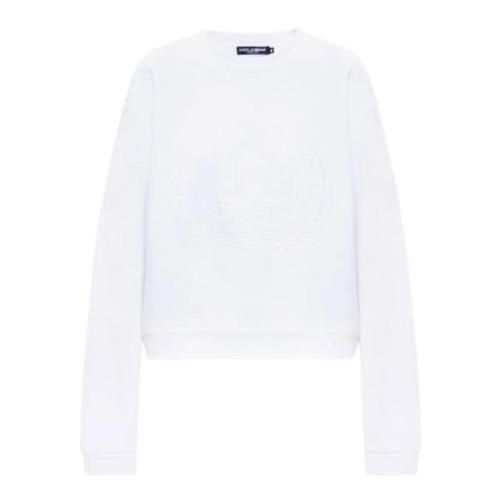 Dolce & Gabbana Logo-broderi Crew Neck Sweatshirt White, Dam