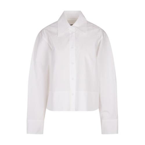 Jil Sander Vit Boxy Crop Skjorta med Bred Hem White, Dam