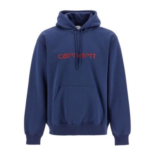 Carhartt Wip Mysig huvtröja med broderad text Blue, Herr