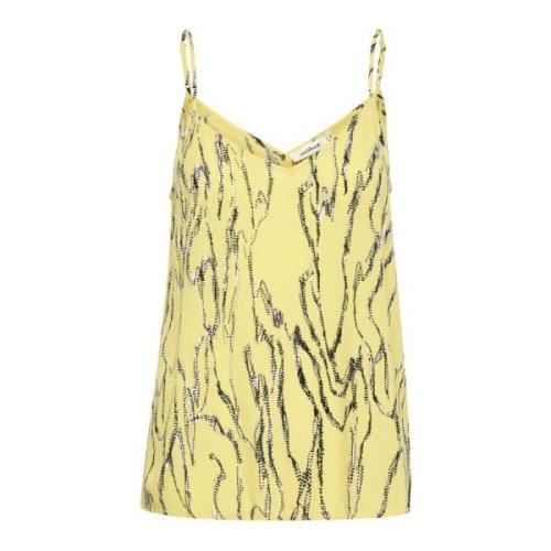 Soaked in Luxury Justerbar Strap Top med Print Yellow, Dam