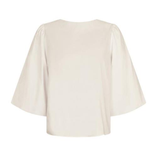 Neo Noir Vändbar Poplin Blus - Ivory Beige, Dam