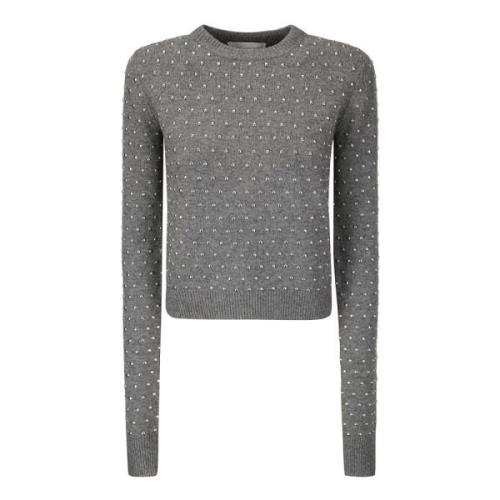 Sportmax Studded Crew-Neck Sweater Gray, Dam