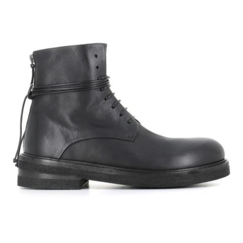 Marsell Svart Läder Dragkedja Ankel Boot Black, Herr