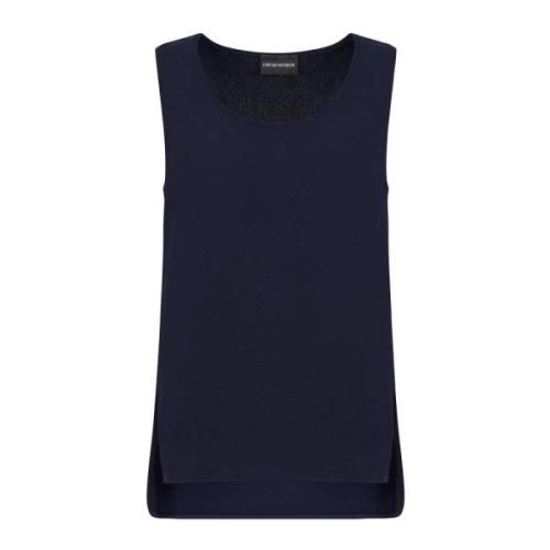 Emporio Armani Sablé Rund Hals Ärmlös Skjorta Blue, Dam