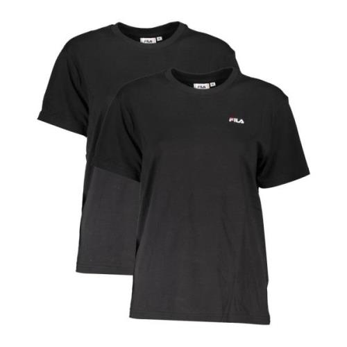 Fila Kortärmad Bomull Logo Print T-shirt Black, Dam