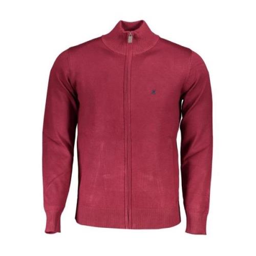 U.s. Polo Assn. Röd Broderad Nylon Cardigan Med Dragkedja Red, Herr