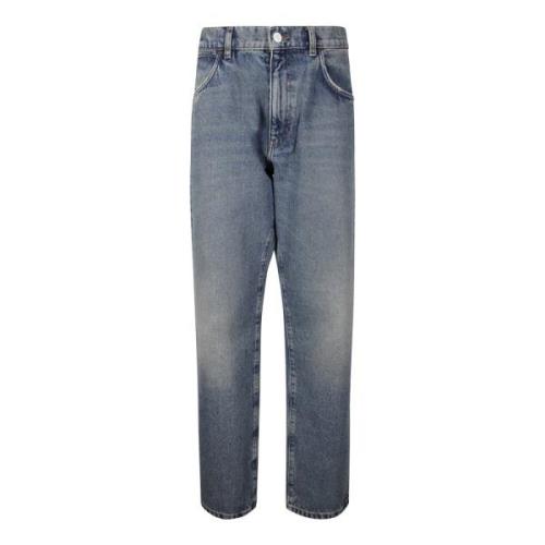 Amish Herr Straight Cotton Jeans Blue, Herr